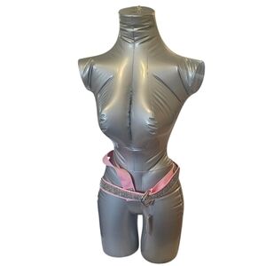 Pink and Silver ASOS Women's Rhinestone Webbing Waist and Hip Jeans Belt